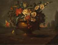Dessus-de-porte Vase with Flowers - Hermitage